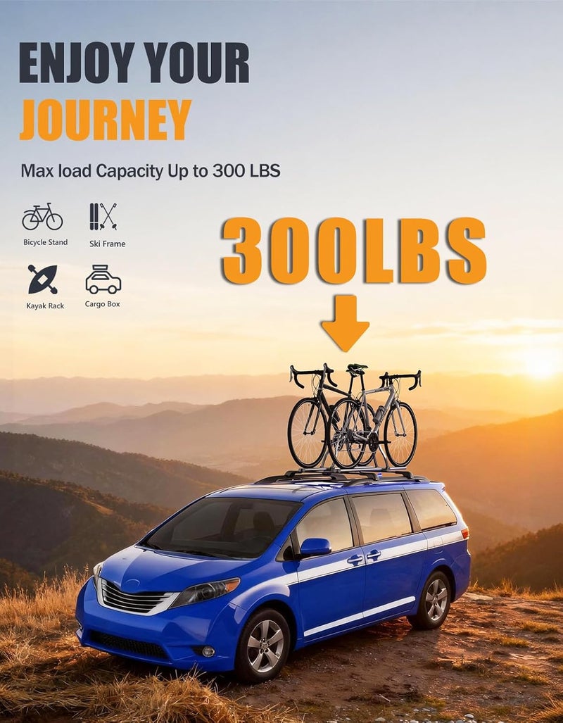 KINGGERI 300Lbs Lockable Roof Rack Cross Bars Compatible with Toyota Sienna 2011-2020 (with Raised Side Rails)，Anti-Theft Aluminum Roof Rails Crossbars Rooftop Cargo Basket Carrier canoe Luggage Rails - Image 3